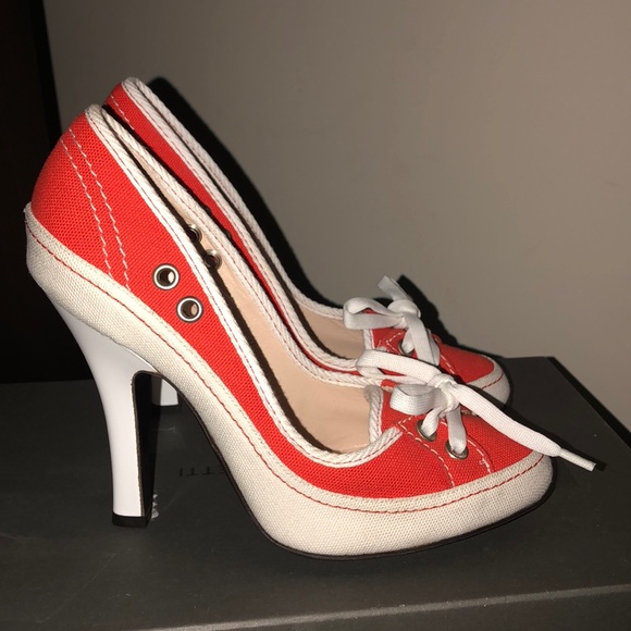 Alberta Ferretti Orange and White Sneaker Pumps - Picture 1 of 6